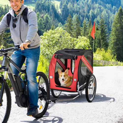 Aosom Dog Bike Trailer Pet Cart Bicycle Wagon Cargo Carrier Attachment For Travel