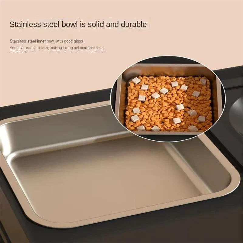 Dog Double Bowls Stainless Stand Adjustable Height Pets Feeding Dish Bowl